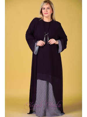 BÜYÜK BEDEN AKSESUAR DETAY KOYU YEŞİL ELBİSE